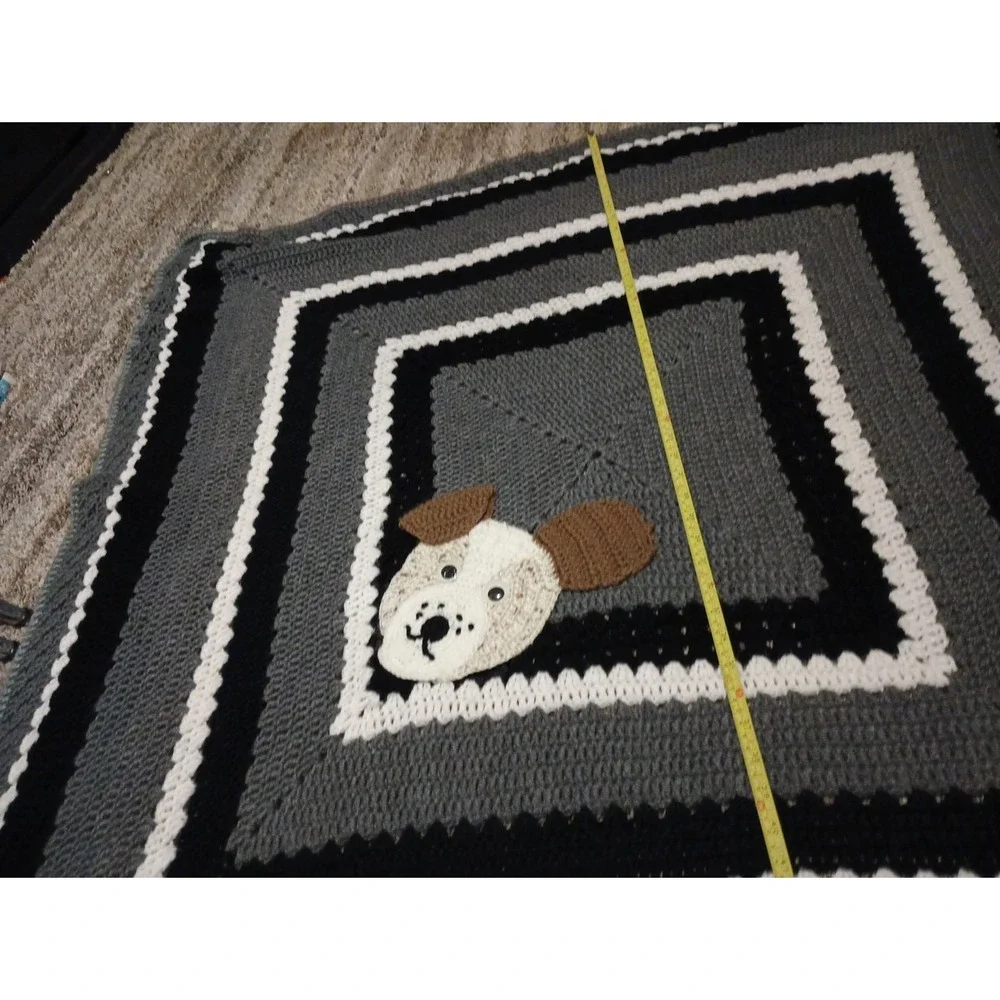 Handmade Vintage Crochet Knit Granny Square Trow Blanket Cottagecore Retro 48x52